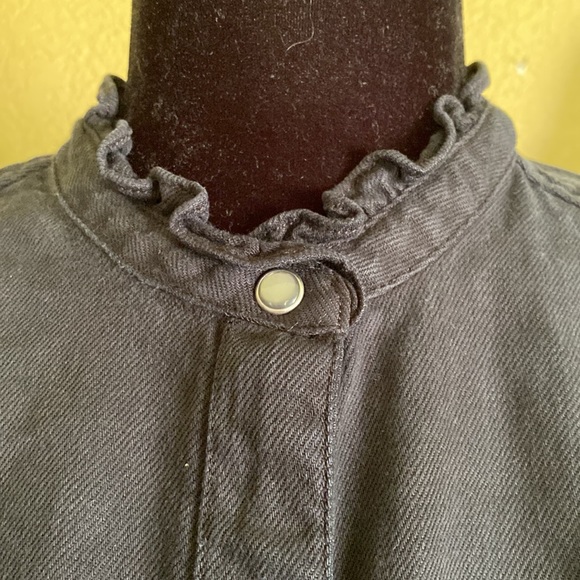 Gap Long Black Denim Button Down Coat - Picture 6 of 11